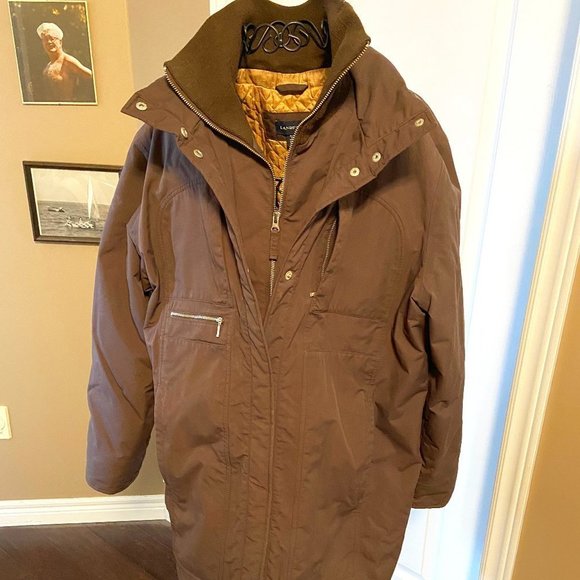 Land's End 3/4 Length Waxed Nylon Shell, Quilten Inner. Size XL EUC - Picture 1 of 16